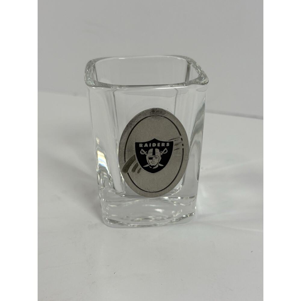 Oakland Raiders Pewter Football Logo Square Shot Glass NFL 2000